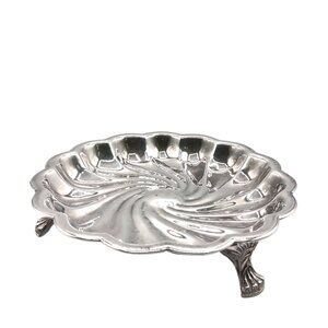 Vtg 1883 F.B. Rogers Silverplate Footed Bowl 6” Scallop Swirl MCM Cocktail Candy